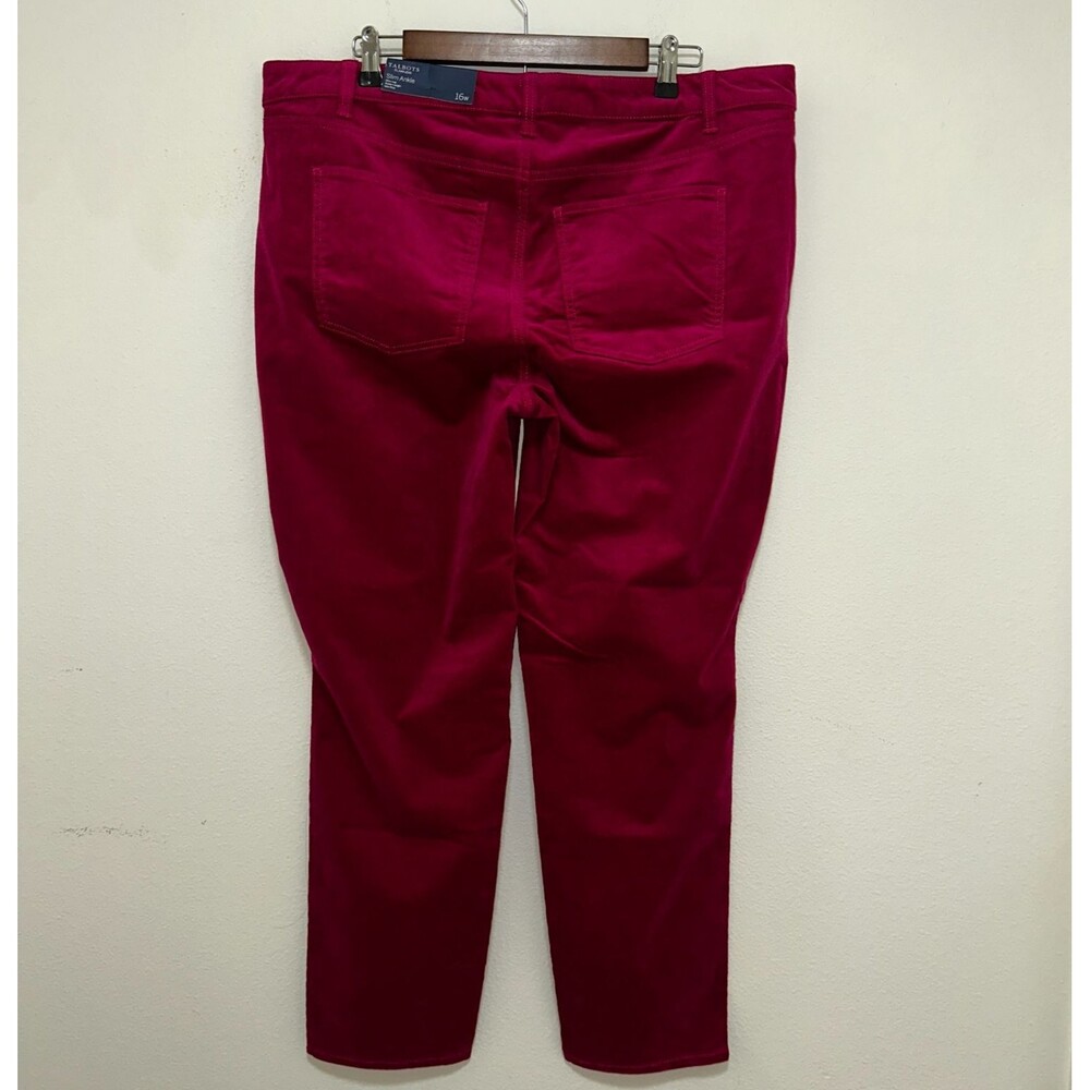 NWT TALBOTS Women Pants 16W Flawless Vivid Berry Pink Corduroy Slim Mid Rise $99 - Picture 11 of 11
